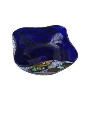 Murano Millefiori Fazzoletto Decorative Bowl Blue Cobalt